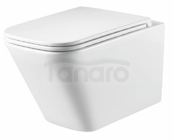 AQUAFORM - miska wc GETAFE STORM Rimless z deską duroplastową SLIM wolnoopadającą, kolor biały  CE-MW-002-11-STORM