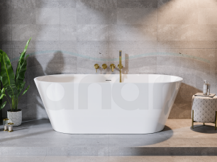 BESCO Wanna wolnostojąca Deeva 180x80 + maskownica odpływu gun metal #WWA-180-DGM