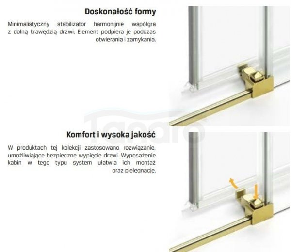 NEW TRENDY Drzwi prysznicowe wnękowe PRIME LIGHT GOLD 140x200 D-0428D-0429A