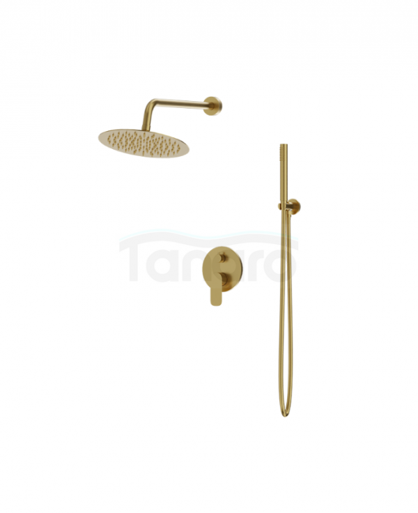 LAVITA Podtynkowy zestaw prysznicowy z deszczownicą Spark Brushed Gold