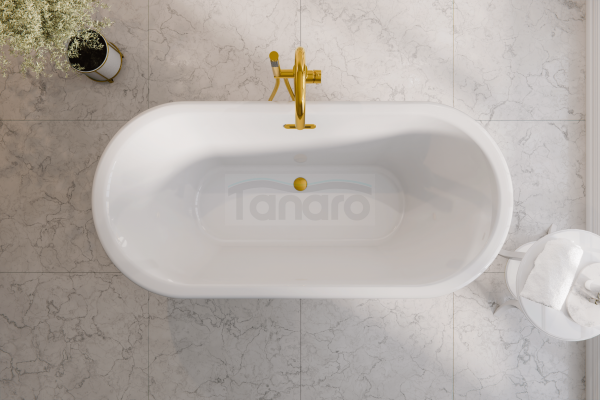 BESCO Wanna wolnostojąca Ziva 160x75 + klik-klak z przelewem szczelinowym czarny matt #WWA-160-ZSB