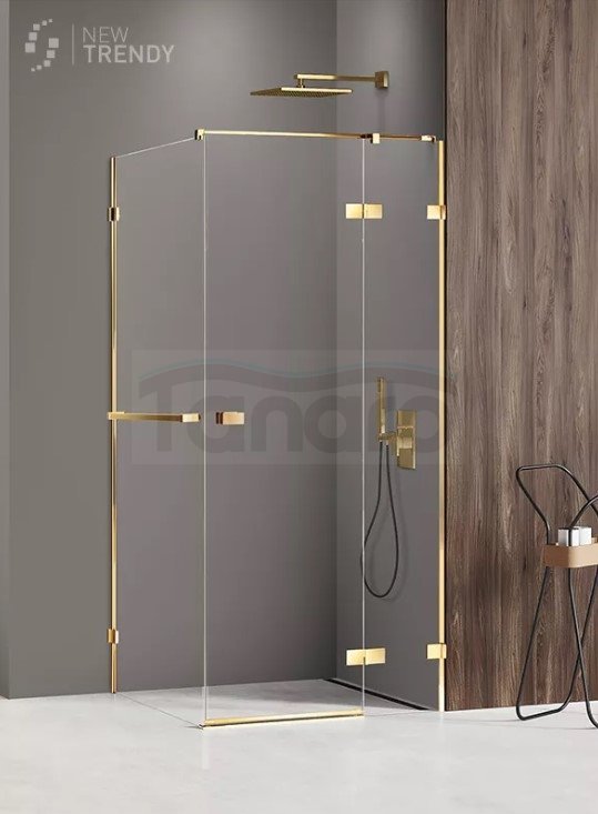 NEW TRENDY Kabina prysznicowa 90x80x200 AVEXA GOLD SHINE z wieszakiem relingowym EXK-3169/EXK-3199