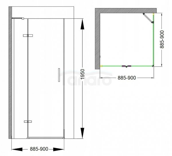 REIHE - kabina prysznicowa kwadratowa LEFO 90x90 drzwi składane CZARNA  LE9090195TRBL