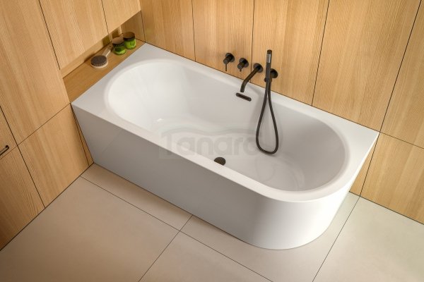 BESCO Wanna wolnostojąca Avita A-line 160 P + syfon klik-klak gun metal z przelewem slim #WAA-160APGS