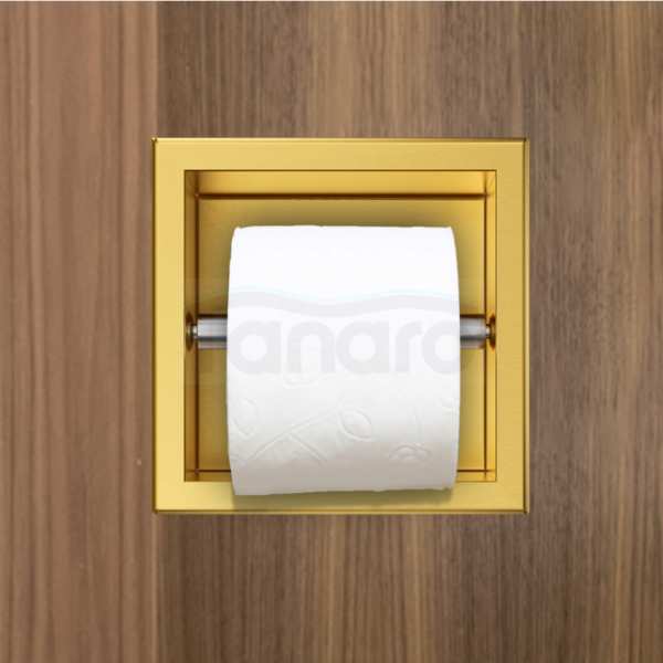 BALNEO Wall Box Paper 1 Uchwyt na papier wbudowany w ścianę ZŁOTY ze stali nierdzewnej