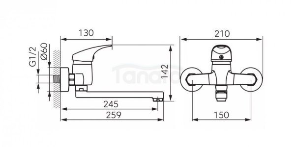 FERRO - Bateria zlewozmywakowa FERRO ONE ścienna  BFO5