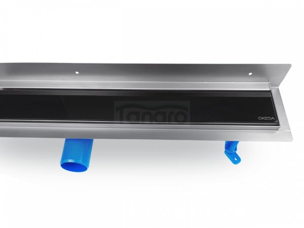 OKEDA Przyścienny odpływ liniowy OKEDA® PRIME LINE™ - BLACK GLASS - CZARNE SZKŁO 60cm 21600.06