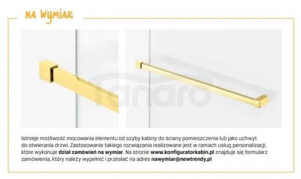 NEW TRENDY Kabina ścianka WALK-IN AVEXA GOLD SHINE z wieszakiem relingowym 120x200 EXK-3229