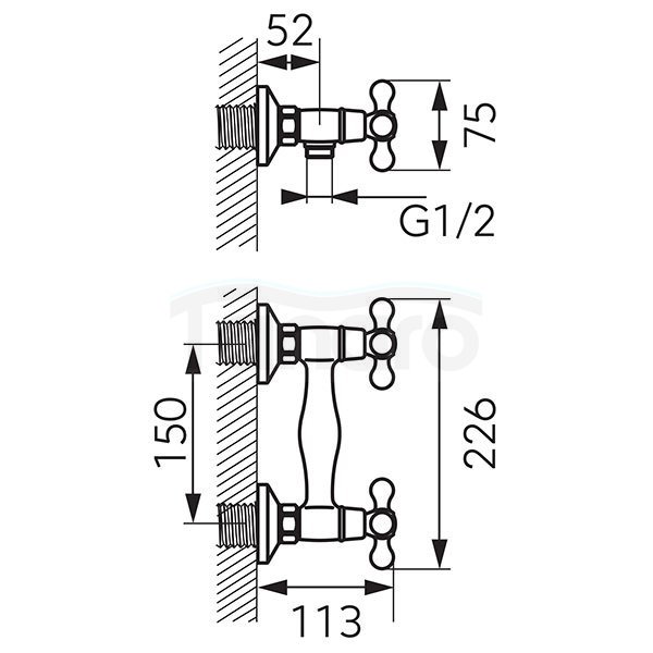 FERRO - Bateria natryskowa ANTICA ścienna dwuuchwytowa  BAI7BR
