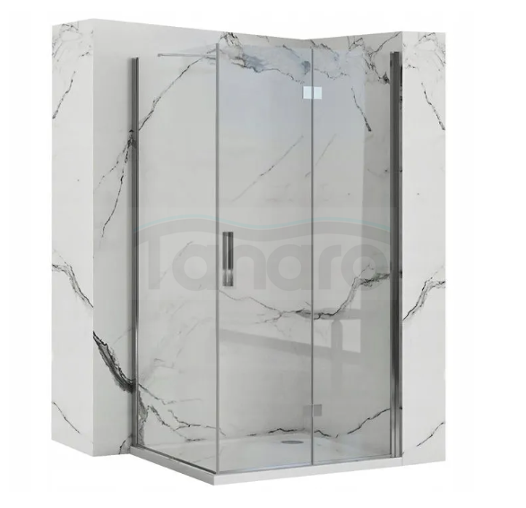 REA - Kabina prysznicowa przyścienna narożna MOLIER chrom 80x90 - drzwi 80 ścianka 90