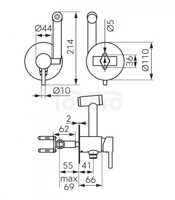 FERRO Bateria bidetowa podtynkowa CIRICULUS BCK66P