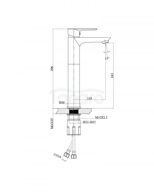 LAVITA Bateria umywalkowa wysoka Spark Black Matt (35mm)