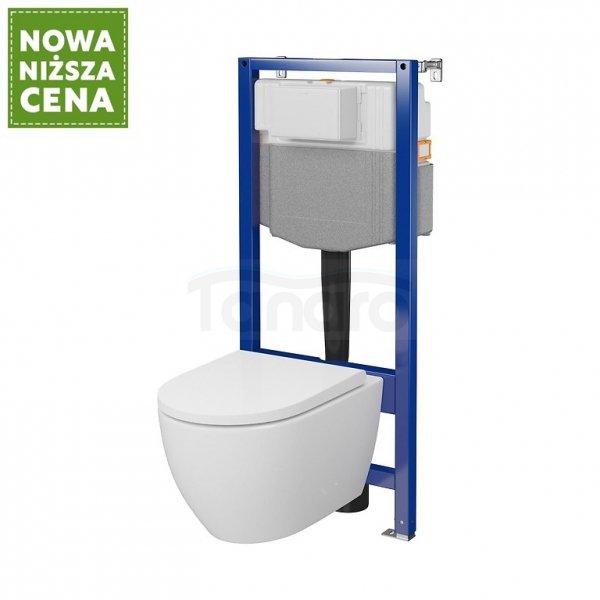 CERSANIT - Set C18 - stelaż podtynkowy AQUA 50 PNEU QF + miska zawieszana ZEN PRO by Cersanit OVAL StreamOn + deska duroplastowa SLIM WRAP antybakteryjna, wolnoopadająca, z funkcją łatwego wypinania  S701-798