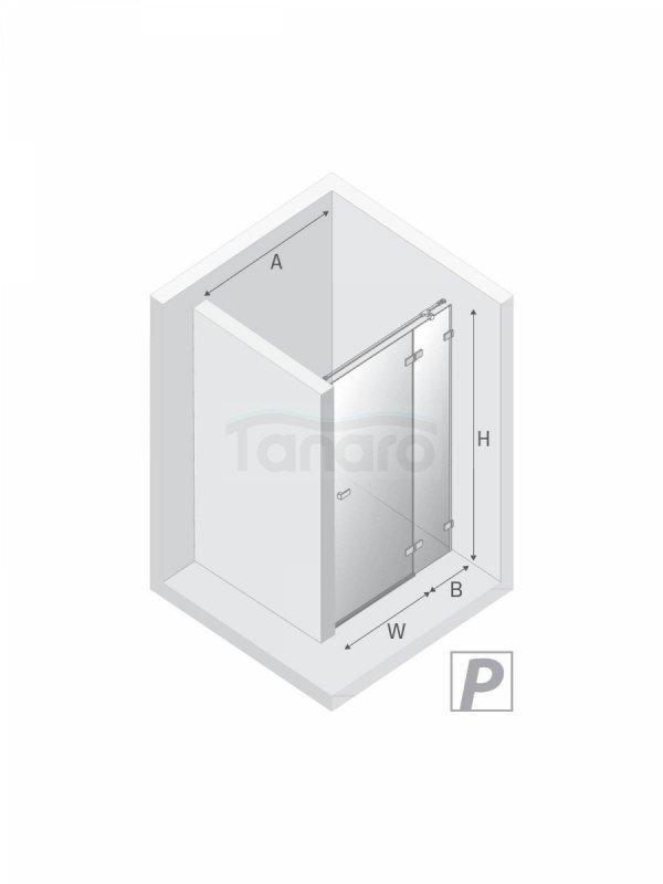 NEW TRENDY Drzwi wnękowe AVEXA NICKEL BRUSHED 1D P 130x200 szkło czyste 6mm Active Shield 2.0 EXK-8468