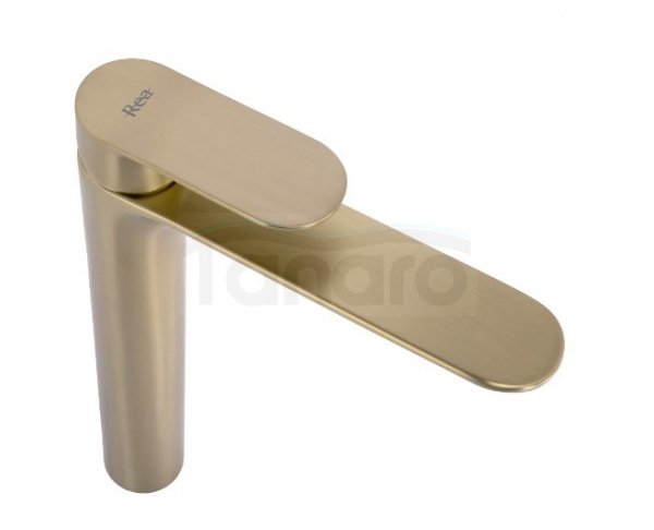 REA - Bateria umywalkowa DROP Złota Szczotkowana Wysoka