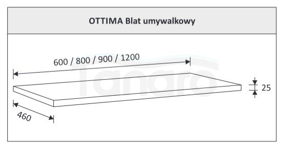 AQUAFORM - blat umywalkowy OTTIMA 60 pełny 60X2,5X46 Czarny beton  AQ.401-1706033