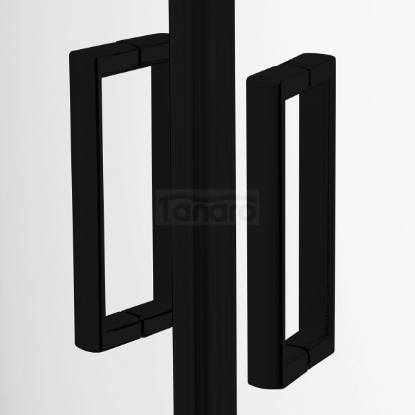 NEW TRENDY Zestaw - Kabina prysznicowa SUVIA BLACK kwadratowa 90x90x201 drzwi przesuwne szkło czyste + Brodzik prysznicowy MARO ZS-0012