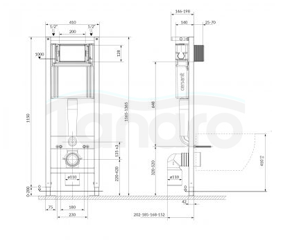 CERSANIT - Zestaw C697 stelaż podtynkowy mechaniczny SYSTEM 40 MECH + miska zawieszana bezkołnierzowa LUNA CleanOn + deska duroplastowa SLIM wolnoopadająca z funkcją łatwego wypinania + przycisk czarny matowy  S4028-002