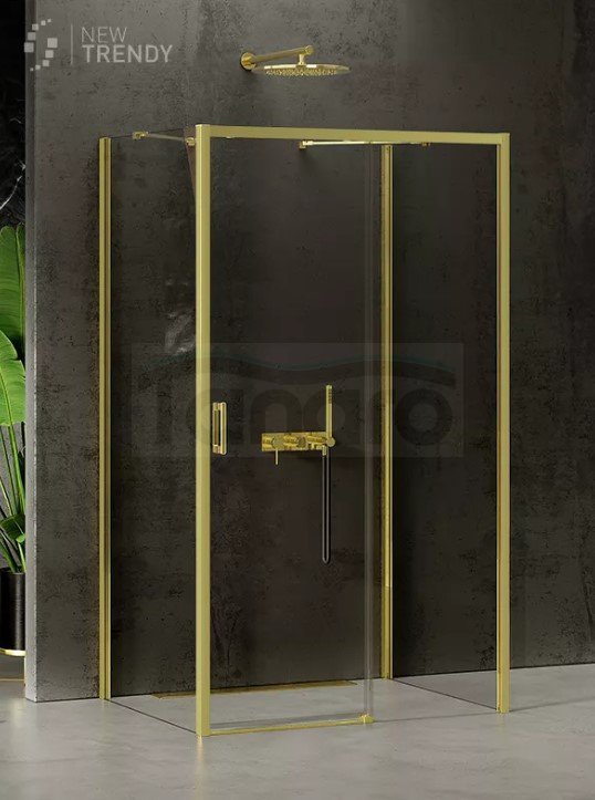 NEW TRENDY Kabina prysznicowa przyścienna PRIME LIGHT GOLD 110x90x200 K-1106/K-1134