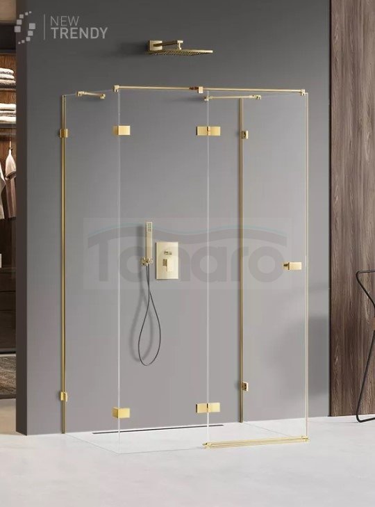 NEW TRENDY Kabina przyścienna AVEXA GOLD SHINE 100x100x200 EXK-2139/EXK-2109 POLSKA PRODUKCJA