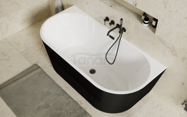 BESCO Wanna wolnostojąca Vica New B&amp;W 170 + klik-klak chrom z przelewem slim #WAS-17VNB
