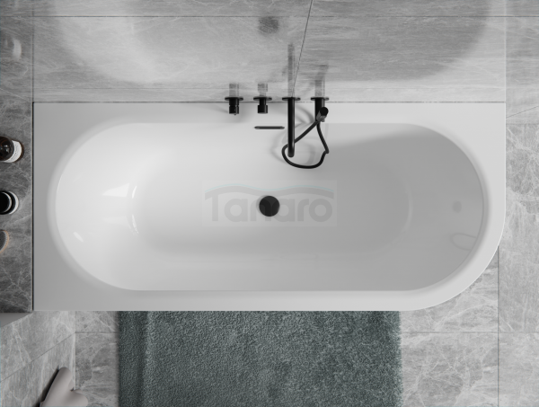 BESCO Wanna wolnostojąca Avita A-line 150 P + syfon klik-klak gun metal z przelewem slim #WAA-150APGS
