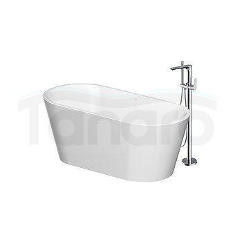 CERSANIT - Set B722: wanna wolnostojąca owalna CREA 160x75 z baterią wolnostojącą CREA chrom  S601-141