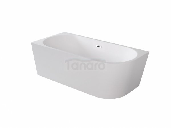 BESCO Wanna wolnostojąca przyścienna Zoya 170x80 Prawa + maskownica syfonu z przelewem czarna #WAS-170-ZPC