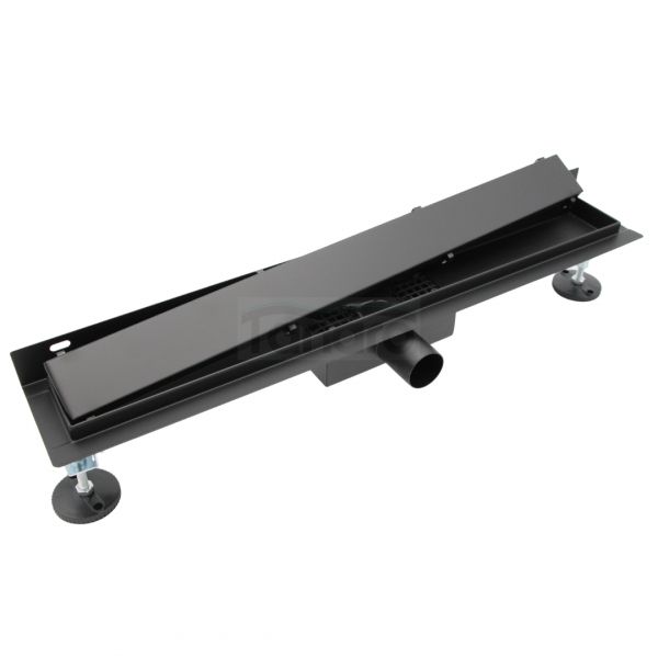 AQUALINE Odpływ liniowy przyścienny 2w1 ze stałym syfonem czarny 120cm LS04BK1200