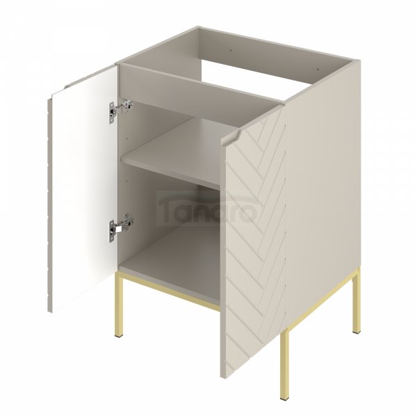 MEGSTYL ASPEN-09 - Szafka Pod Umywalkę 2D 60cm kaszmir złoty stelaż ASPEN-000026