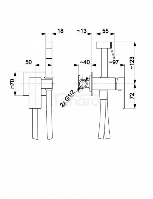 ARMATURA KRAKÓW KFA bateria bidetowa podtynkowa LOGON BRUSHED LIGHT GOLD 5139-512-39