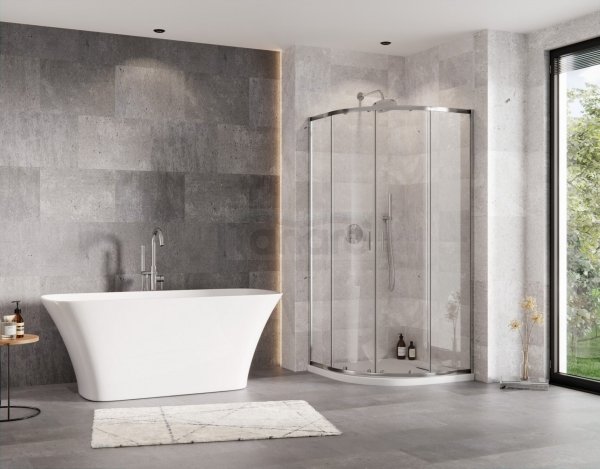 BESCO Kabina prysznicowa z brodzikiem 80x80x190 Zarya Chrom 80 + Axim 80 ZC-AX-80-190