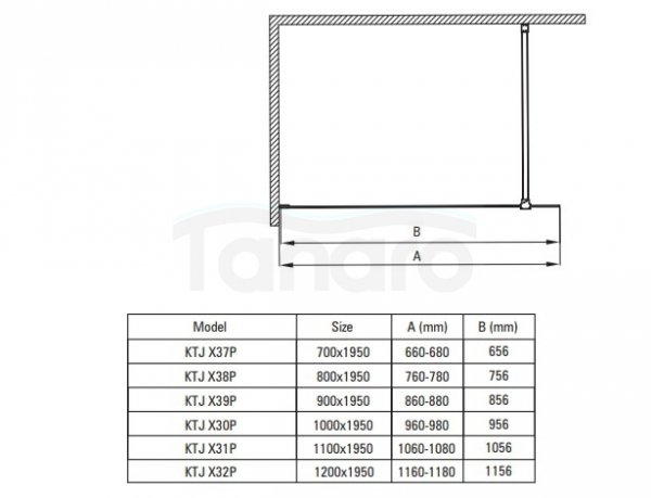 DEANTE - Ścianka prysznicowa PRIZMA walk-in 110 cm chrom  KTJ_031P