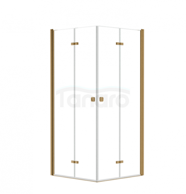 BESCO Kabina kwadratowa składana 80x80x195 Exo-H 80 Brushed Gold KEHZS-80-195