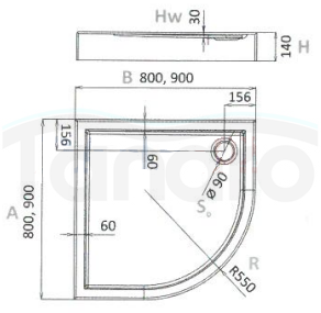 AQUAFORM - Brodzik prysznicowy półokrągły SLEEK biały 80X80X14/3 R550  