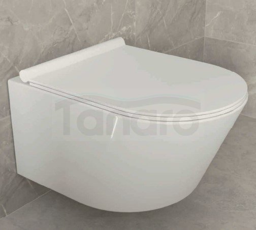 AQUAFORM - miska wc ALICANTE Rimless z deską duroplastową SLIM wolnoopadającą, kolor biały  CE-MW-004-11-50-RIM