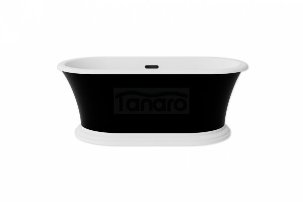 BESCO Wanna wolnostojąca Ziva Matt B&amp;W 160x75 + klik-klak z przelewem szczelinowym gun metal #WMA160ZBSGR