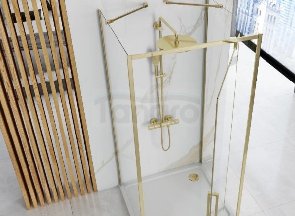 REA - Kabina Prysznicowa Przyścienna RAPID SWING GOLD drzwi 100 + ścianka 80 x2 + ramię x2
