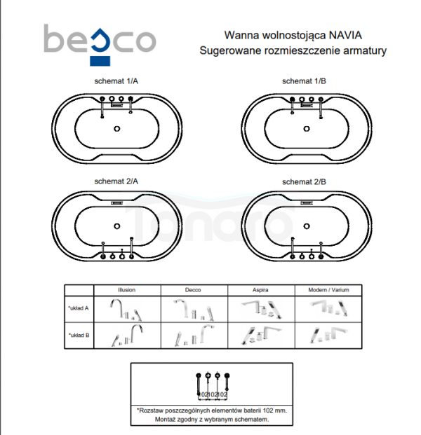 BESCO Wanna wolnostojąca Navia Matt B&amp;W 140x75 + maskownica syfonu z przelewem grafit #WAS-140NMGR