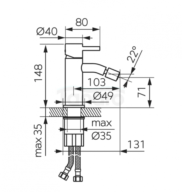 FERRO Bateria bidetowa stojąca gun metal CIRICULUS BCK6GM
