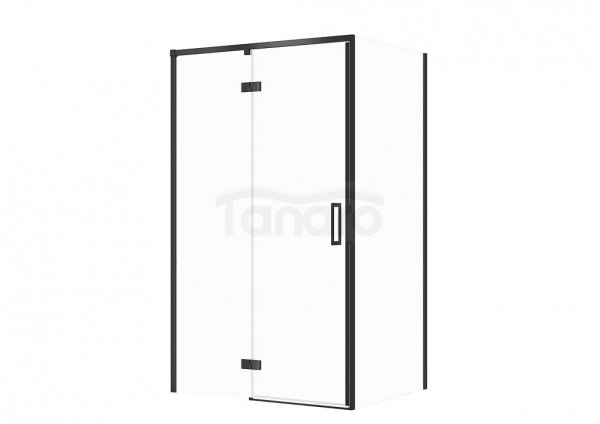 CERSANIT - Set C121- Kabina prostokątna LARGA na zawiasach 120x90X195  LEWA  Czarna szkło transparentne  S601-321