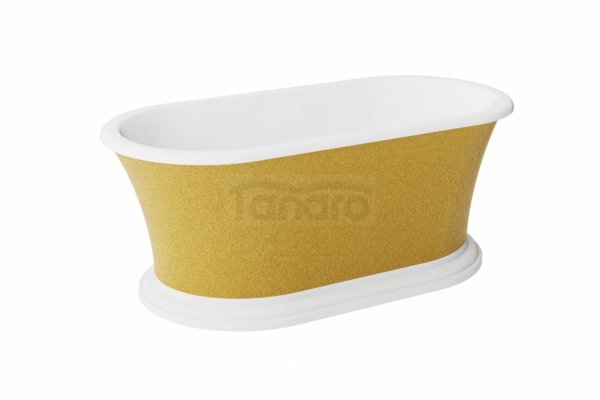 BESCO Wanna wolnostojąca Ziva Glam Złota 160 + klik-klak złoty czyszczony od góry, postument biały #WWA-160ZZKG