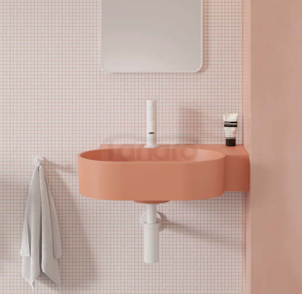 OMNIRES umywalka nablatowa/wisząca OVO M+ prawa, 55 x 38 cm coral mat OVO555UWPCO