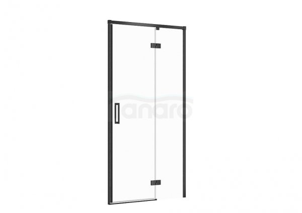 CERSANIT - Drzwi na zawiasach kabiny prysznicowej LARGA czarna 100x195 PRAWE szkło transparentne  S932-125