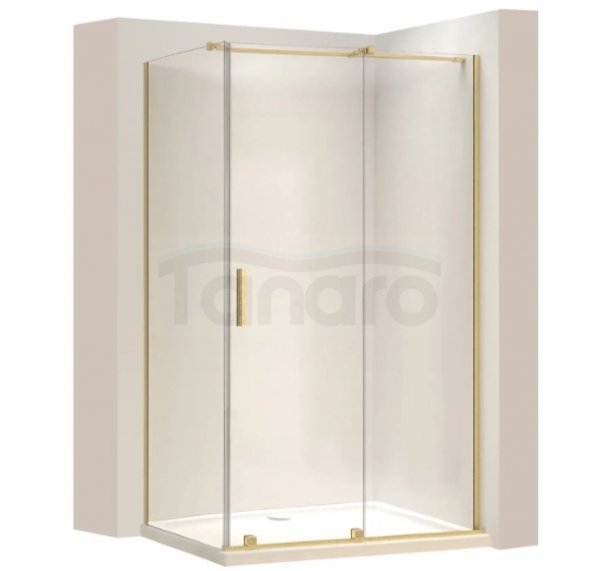 REA - Kabina Prysznicowa MONTANA Gold Brush / Złota Szczotkowana 120x80  /drzwi 120 + ścianka 80/