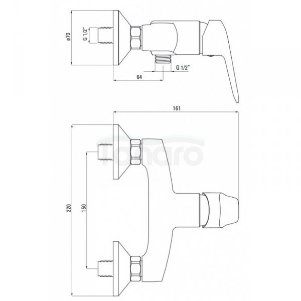 DEANTE - Bateria prysznicowa BORO bez kompletu natryskowego CHROM  BMO_040M