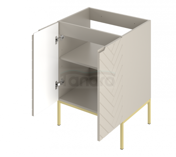 MEGSTYL Szafka z Umywalką 2D 60cm Kaszmir Zestaw-3 Złoty Stelaż  ASPEN-000179