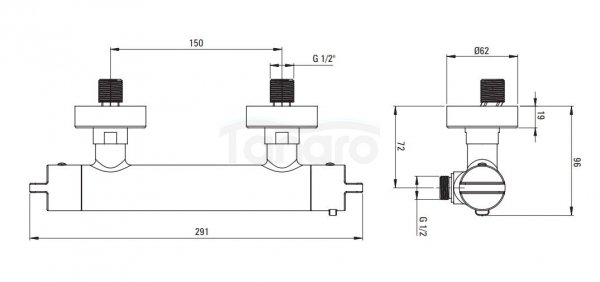 DEANTE - Bateria prysznicowa termostatyczna THERM Złoty  BCH_Z4BT