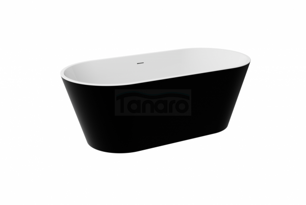 BESCO Wanna wolnostojąca Deeva Matt B&amp;W 180x80 + maskownica odpływu złota #WWA-180DMBG