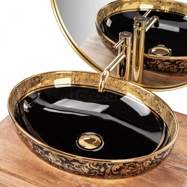 REA - Umywalka MARGOT Złoto / Czerń ceramiczna
